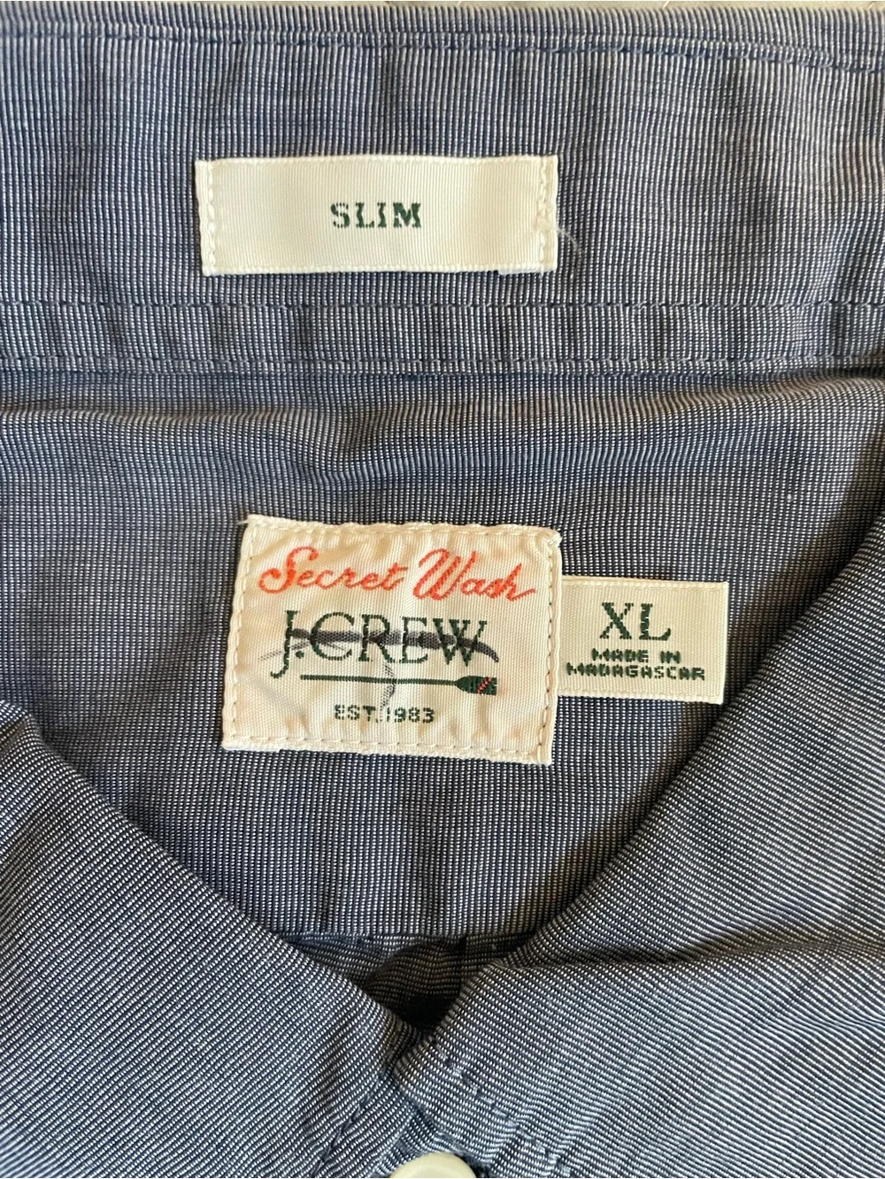 J. CREW Slim Fit Secret Wash cotton poplin shirt Montclair Navy XL NWT $98 BW443